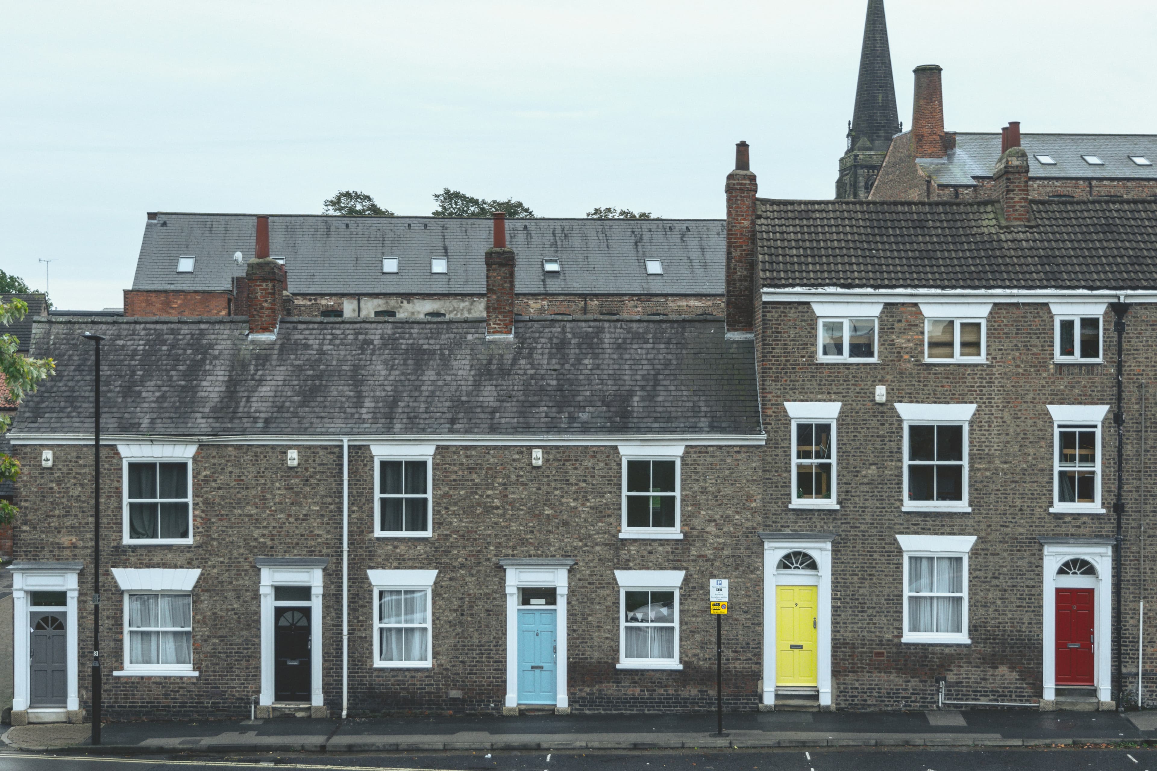 A row of British terraced houses