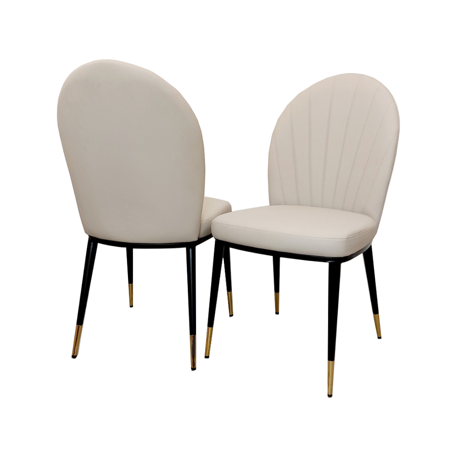 Lucien 1.8 Gold Dining Table with Pandora Gold Sintered Stone Top x 4 or 6 Etta Cream Chairs