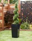 Artificial Buxus Spiral Topiary in Black Planter