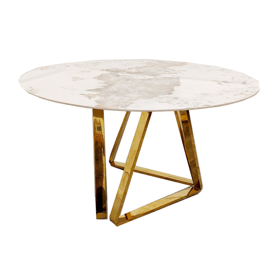 Nero Gold 1.3 Round Dining Table with Sintered Stone Top x 4 Alba Grey Chairs