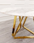 Nero Gold 1.3 Round Dining Table with Sintered Stone Top x 4 Alba Grey Chairs