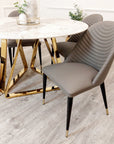 Nero Gold 1.3 Round Dining Table with Sintered Stone Top x 4 Alba Grey Chairs